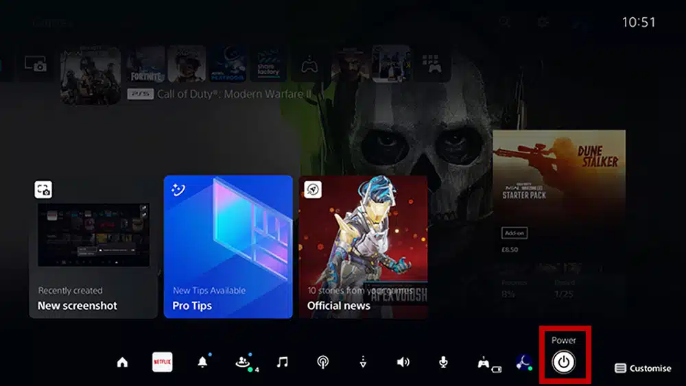 How to turn off PS5 - locate the power button
