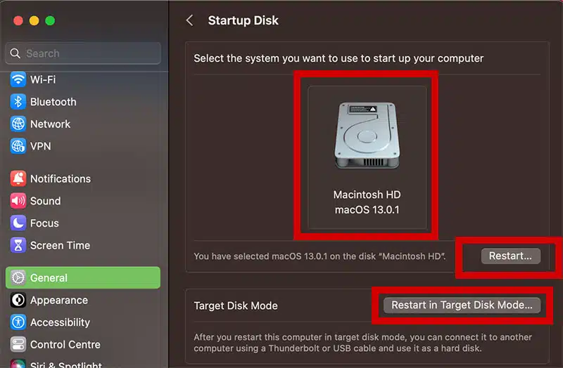 Change your Startup Disk on Mac