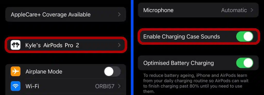 how to enable or disable charging case sounds on AirPods Pro 2